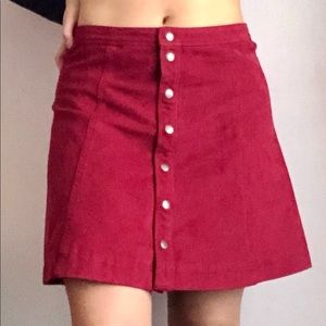 A-line Burgundy Suede Snap Button A&F Skirt